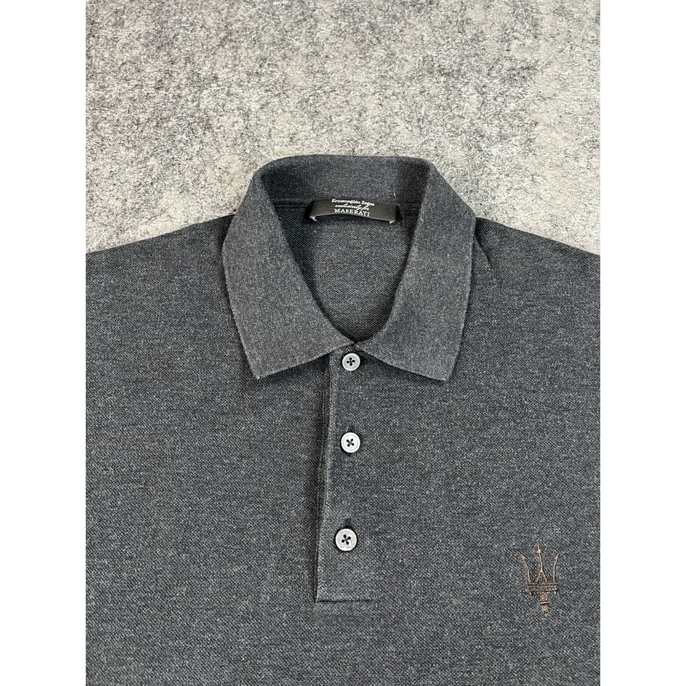Ermenegildo Zegna Maserati Polo Shirt Mens Large Black Logo Jersey Casual Racing
